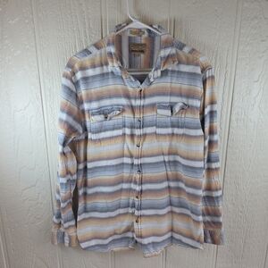 Men's Free Nature "Slim Fit" Casual Striped Button Down Shirt, Size Large